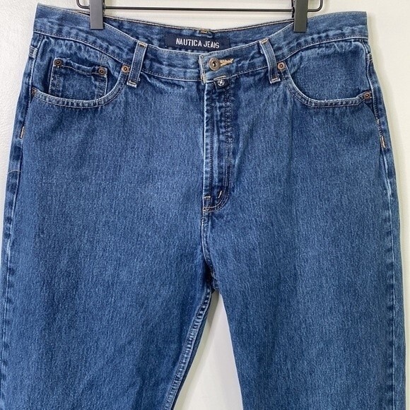 Nautica Classic High Rise Straight Leg Jeans 100% Cotton Rigid Med. Wash Work - Picture 2 of 16